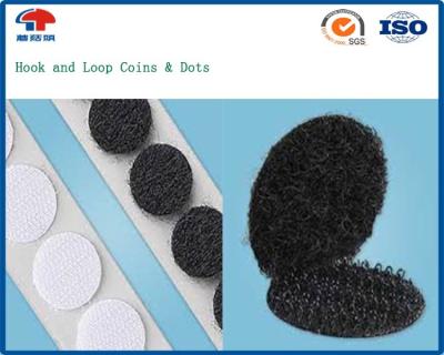 China Sticky back Hook And Loop Coins , Black Hook and Loop dots Nylon / Polyester for sale