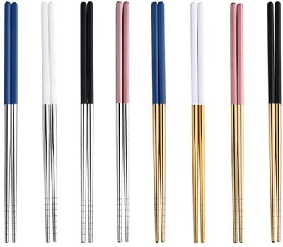 China Durable Stainless Steel Chopsticks Metal Chopsticks Set Lightweight Reusable Chopsticks Chopstick Set, Dishwasher Safe, 9 inch for sale