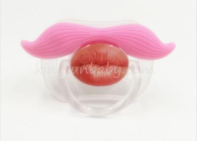 China Funny Red Lip Newborn Baby Pacifier , Black Mustache Novelty Nipple Soother for sale