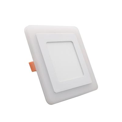 China Double Color Led Panel Light Square AC220V 9W Recessed Ceiling Mounted Lamp for sale