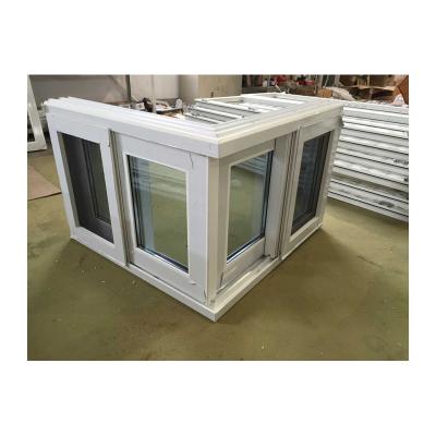 China Ventana de vidrio con marco de PVC PVC UPVC deslizante de doble vidrio con rejilla en venta