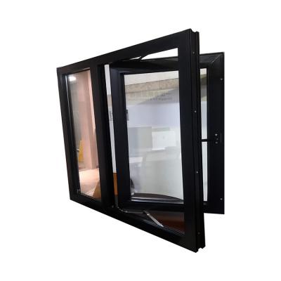 China PVC Vinyl Black Casement Window Heat Insulation Double Glazed Window for sale
