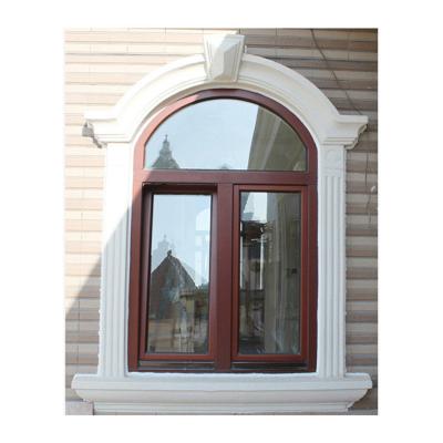 China Arco de ventana de madera sólida de roble rojo Casement de impacto de huracán para casa en venta