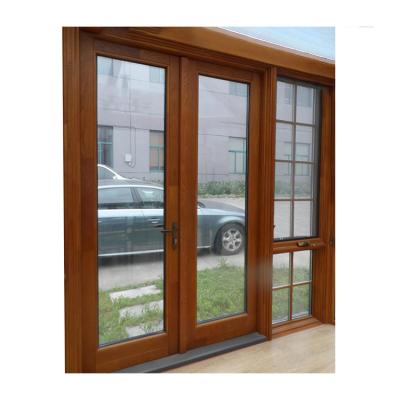 China Tempered Glass Solid Wood Entrance Door Interior Single Teak Casement Door for sale
