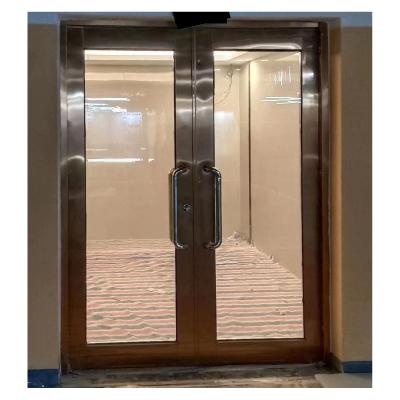 China Double Glass Steel Fire Door With Window Security Entry Modern Casement Door for sale