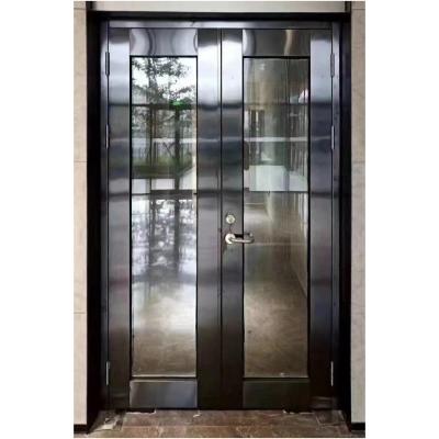 China Customized Modern Entry Stainless Steel Luxury Security Entrance Main Door Design With Sidelight for sale