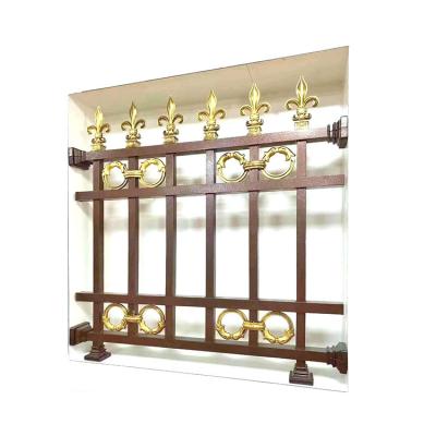 China Balustrade Ms Pipe Railing Gate Gold Color Picket Aluminum Fence for sale