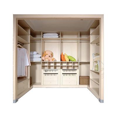 China Modern Solid Wooden Cabinet Walk Bedroom Closet Opening Wardrobe for sale