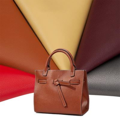 China Brown 0.9mm Embossed Artificial Leather Synthetic PVC Leather For Bags for sale