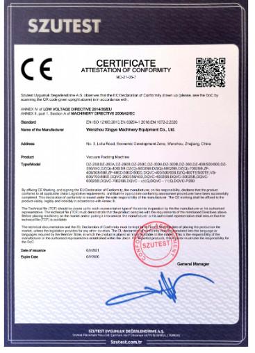 CE - Wenzhou Xingye Machinery Equipment Co., Ltd.