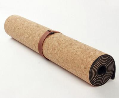 China Top Rated Eco-Friendly Anti Slip Natural Cork Yoga Mat with Black Rubber Base for sale
