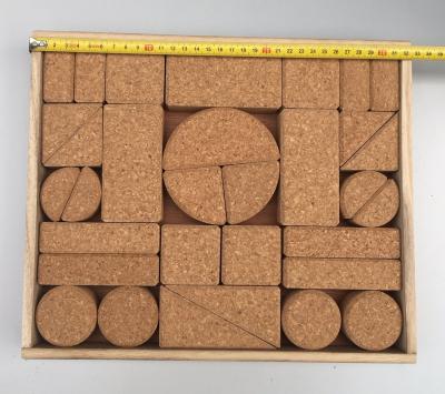 China Hot Sale 32PCS/55PCS Nature Cork Toy Block Set, Customized Size for sale