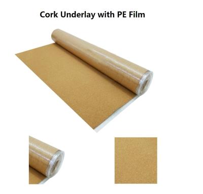 China New Style Corkment Underlay with PE Film, 200-300kg/m3 Density, Good Damp & Sound Proof for sale