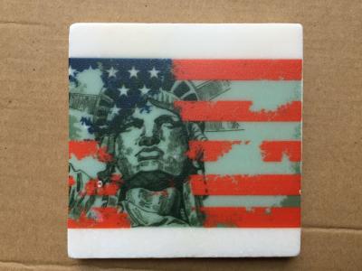 China 2017 Popular Good Quality 4'' Square Anti Slip Marble Stone Coaster Customized Size and Printed Logo for sale