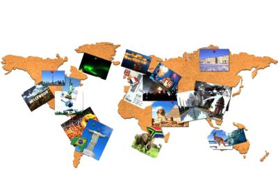China Nueva venta al por mayor de la fábrica del estilo 16 pedazos del mapa del mundo adhesivo de Corkboard para un regalo en venta