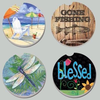 China China Factory Wholesale Price 4'' Shiny Round Ceramic Cork Coaster for Gift, Promotion Use, Set of 6 for sale