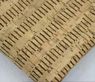 China Hot Sell 1.35m Width Cork Fabric with Black Color Stripes by Yard for Sewing Machine for sale