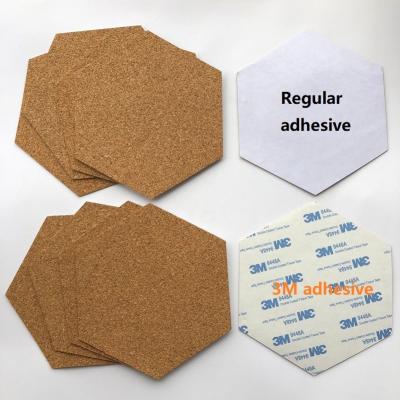 China Factory Wholesale Price 4''Adhesive Hexagon Cork Pad for Ceramic Coaster in Nature Color for sale