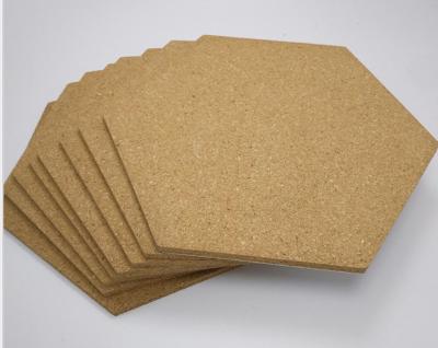 China China Wholesale 12'' Hexagon Adhesive Cork Tile for Notice Bulletin Board in Nature Color for sale