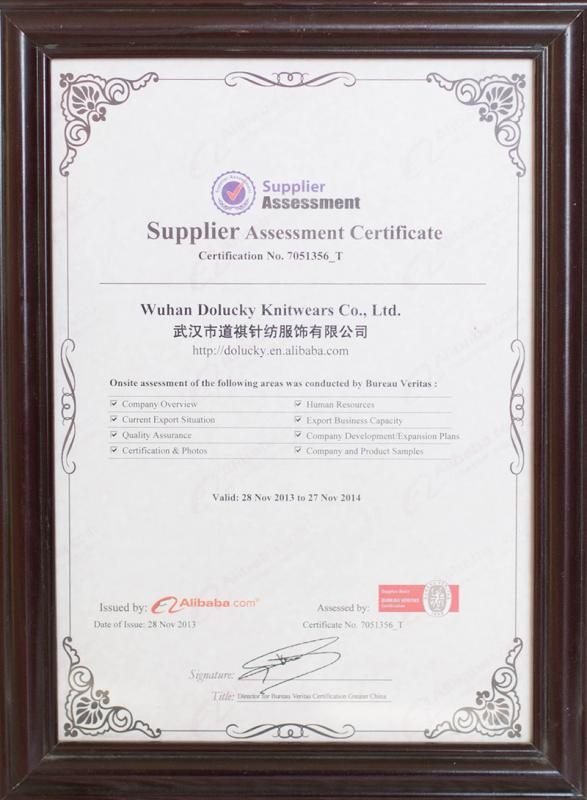Supplier Assessment Certification - Wuhan dolucky knitwears co.,ltd