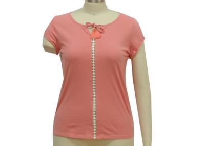 China Women’ Casual Short Sleeve, 100% Cotton Jersey,Casual, Fit Size, Front Lace Tape,Butterfly Tie, Casual Top for sale