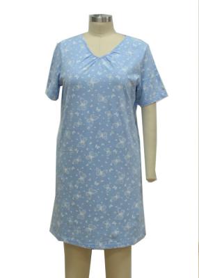 China Print Single Jersey Ladies Night Dresses Sleepwear Summer Cotton Nightgowns for sale