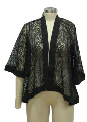 China 3 4 Sleeve Womens Kimono Blouse , Plus Size Lace Kimono Cardigan Lightweight for sale