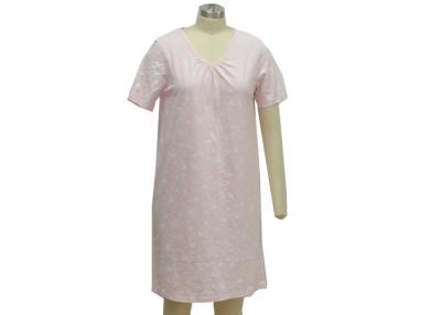 China Natural 100 Cotton Short Sleeve Nightgown , V Neck Night Dress For Womens for sale