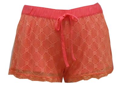 China Silky Feeling Ladies Casual Shorts , Women'S Plus Size Elastic Waist Shorts Lace Layer for sale