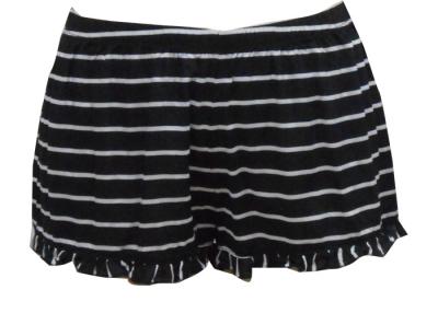 China Flounce Bottom Black And White Horizontal Striped Shorts , Women'S Low Rise Trousers for sale