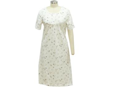 China Offwhite Female Night Dress Sleepwear , Women'S Cotton Knit Nightgowns Oversized for sale
