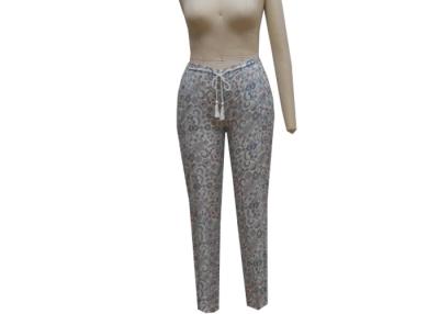 China Cashew Print Ladies Casual Pants Plus Size Tall Trousers With Pompom Waist String for sale