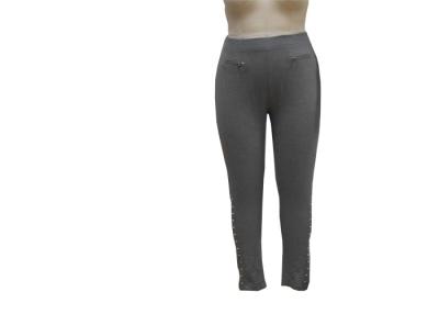 China Grey Women'S Sport Knit Pants , Spandex Workout Pants With Hotstone Decoration for sale