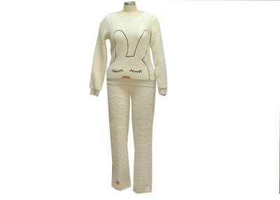 China Thick Soft Coral Fleece Ladies Pajama Sets Warmest Winter Pajamas Yarn Dyed Rib Cuffs for sale
