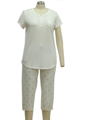 China Solid Color Ladies Pajama Sets Womens Summer Sleepwear Customized Logo for sale