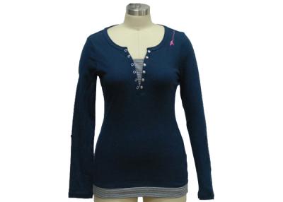 中国 プラスチック ボタンの方法カジュアル ウェアを用いる長い袖の上の1つのワイシャツの回転に付き女性2つ 販売のため