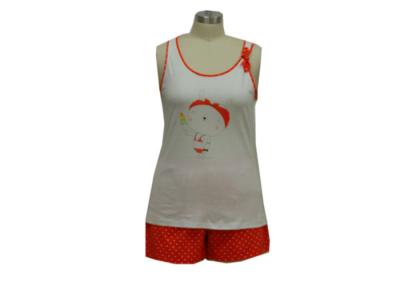 China 100% Cotton Ladies Loungewear Sets Cartoon Printing Sleeveless Top + Allover Print Shorts for sale