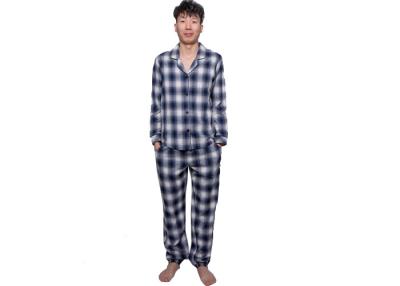 China Shirt Collar Mens Plaid Pajama Set Sleepwear , Two Piece Pajama Set Rounded Edges for sale