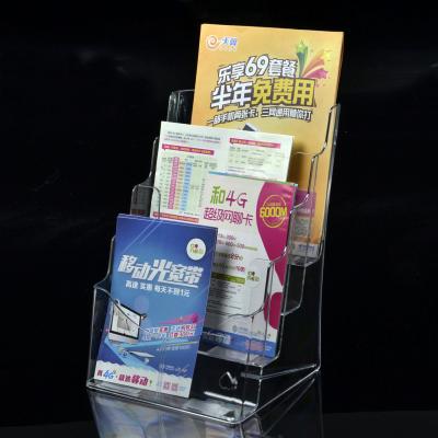 China A4 4 pocket  acrylic brochure holder,LEAFLET STANDS PLASTIC HOLDER ACRYLIC FLYER table leaflet holder for sale