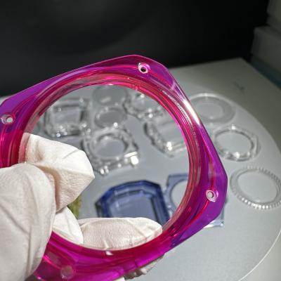 China 99.999% Zafiro Púrpura Casetas de cristal único de relojes Retrovisores de vidrio para movimientos personalizados en venta