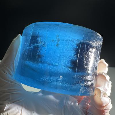 China Lab Grown Synthetic Aquamarine Al2O3 Sapphire Single Crystal Gemstone Material for sale