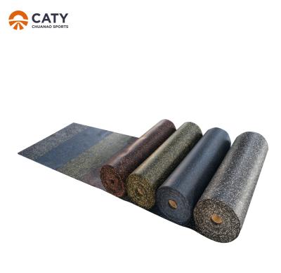 China Rollo de suelo de caucho de acondicionamiento físico negro reciclado de 3 a 12 mm de espesor para interiores en venta