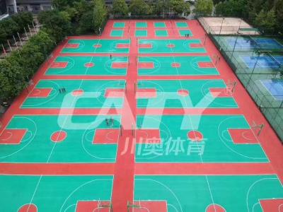 China Synthetic Yuzz Semi Prefabricated Court PU Flooring For Badminton/Basketball à venda
