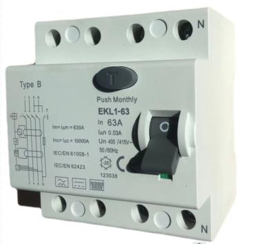 China DC 6mA 4P Residual Type B RCCB Circuit Breaker For Wallbox Charger IP20 for sale