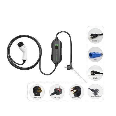 China EU Plug French UK US Connectors 16A Portable EV Charger AC/DC For Electric Vehicle for sale