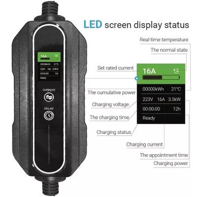 China 7kw 32a Type 1 2 Mobile Level 2 Ev Charger Ac Station OLCD Screen for sale
