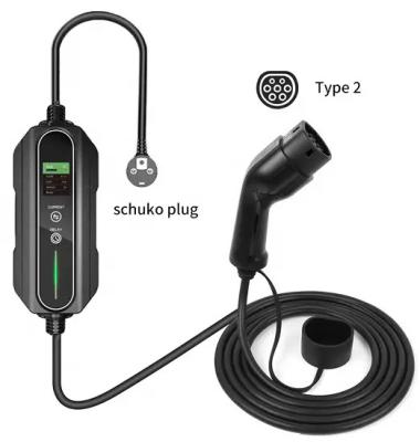 China Type 2 Portable EV Charger 6A - 16A Variable 3.6kW Schuko 2 Pin Plug for sale