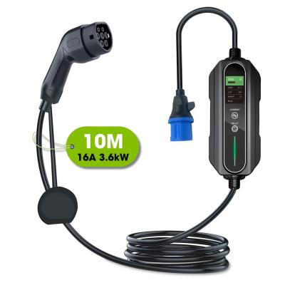 China 110-240V AC Portable EV Charger Type 2 To CEE Blue Plug 6A To 16A Variable en venta