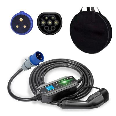 China Type 2 To CEE Blue Plug Portable EV Charger With 8 Hour Time Delay 6A To 32A 7.4kW à venda