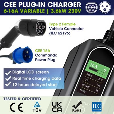 China 3.6KW/7.2KW Portable Vehicle Charging Station 2.5kg J1772/IEC62196 for sale